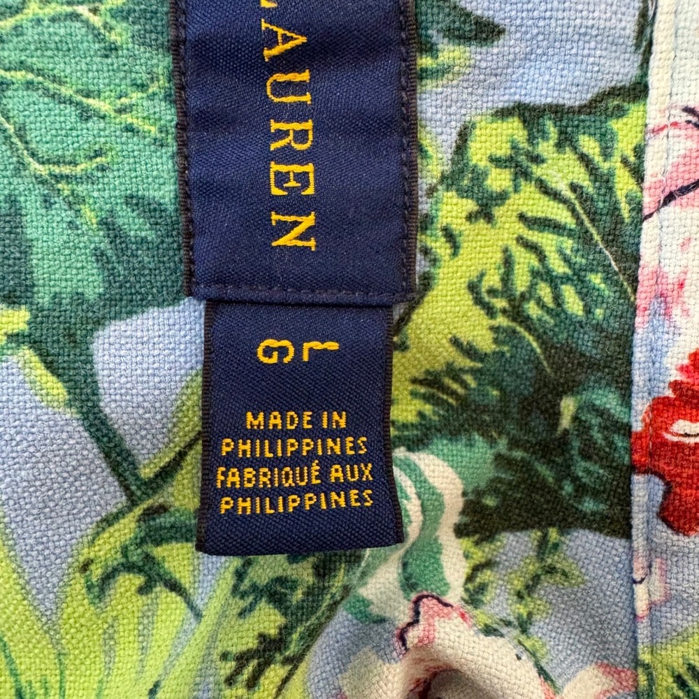 Ralph Lauren Shirt Button Down Mens Large Short Sleeve Blue Tropical Floral - Picture 6 of 14